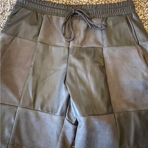 Men's Black Patchwork Athletic Drawstring Shorts